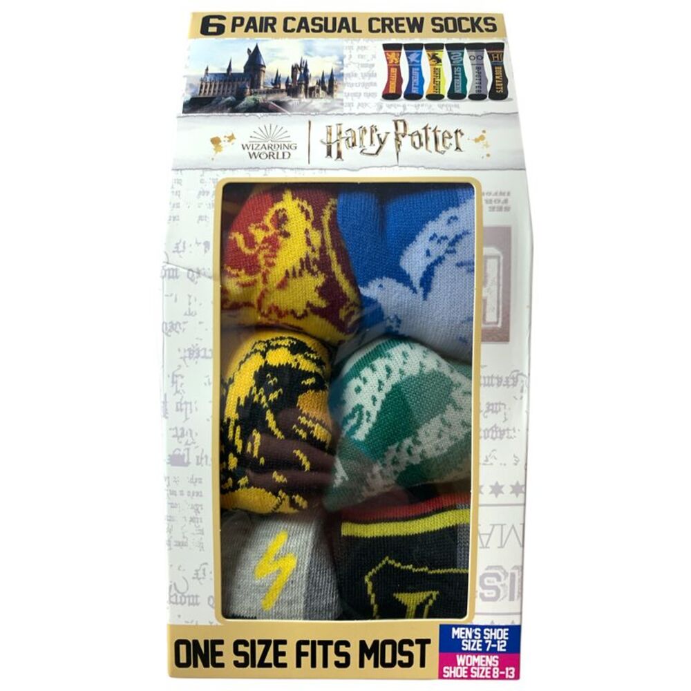 Harry Potter - Hyp Novelty Unisex Casual Crew Socks for Adults, 6-Pair, OSFM, M